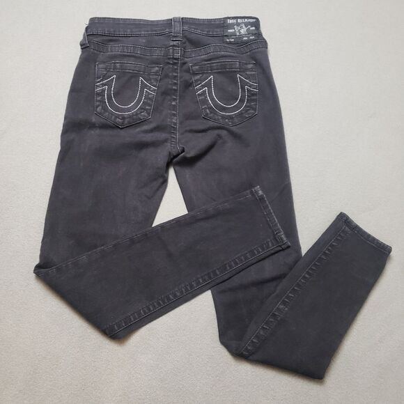 True Religion Halle Mid Rise Super skinny black jeans Size 28 - Picture 1 of 13